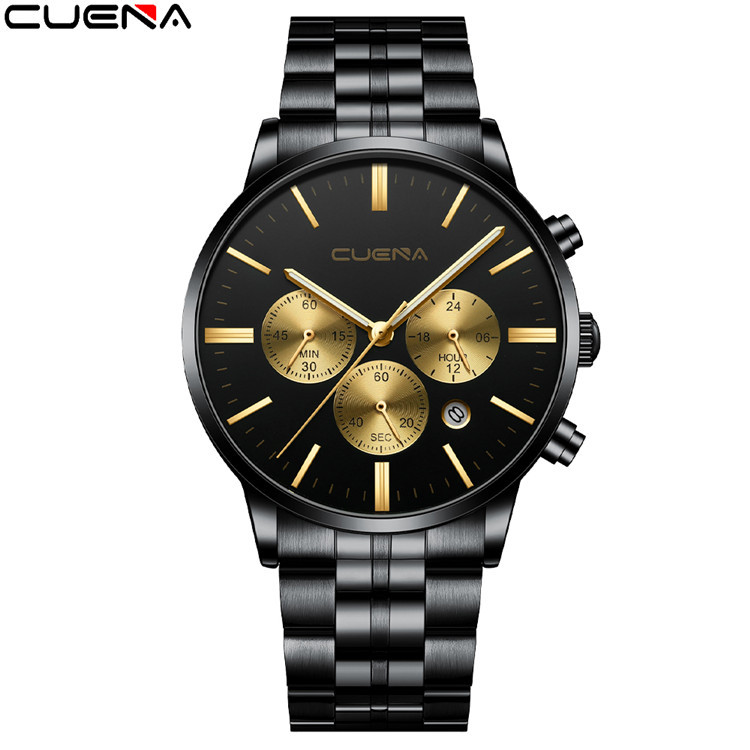 Nuevo reloj de negocios para hombres reloj de seis Pines de acero inoxidable multifuncional estudiante impermeable Comercio exterior Venta caliente