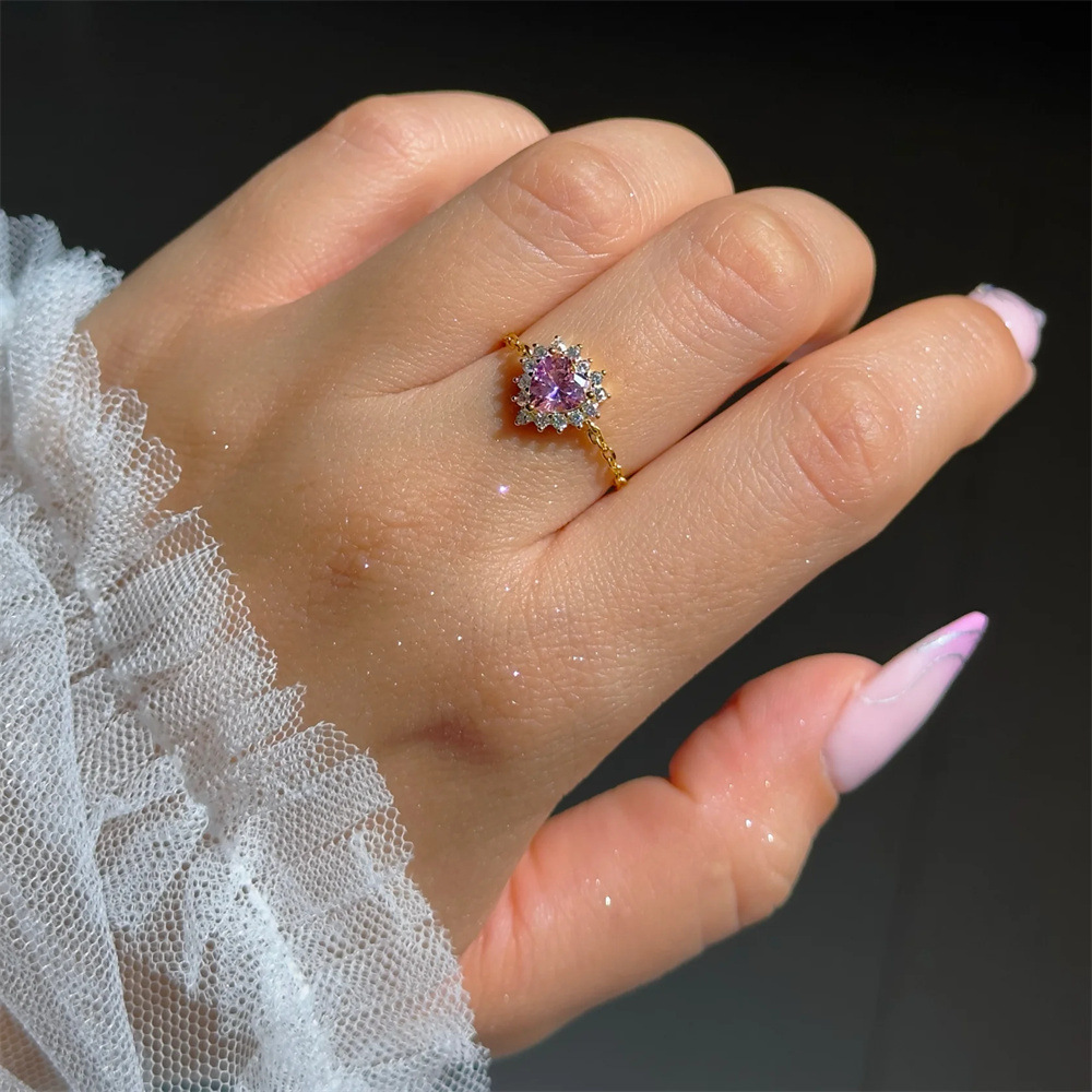 925 Sterling Silver Material 925 Sterling Silver Zircon Geometric Adjustable Ring 925 Sterling Silver Rings