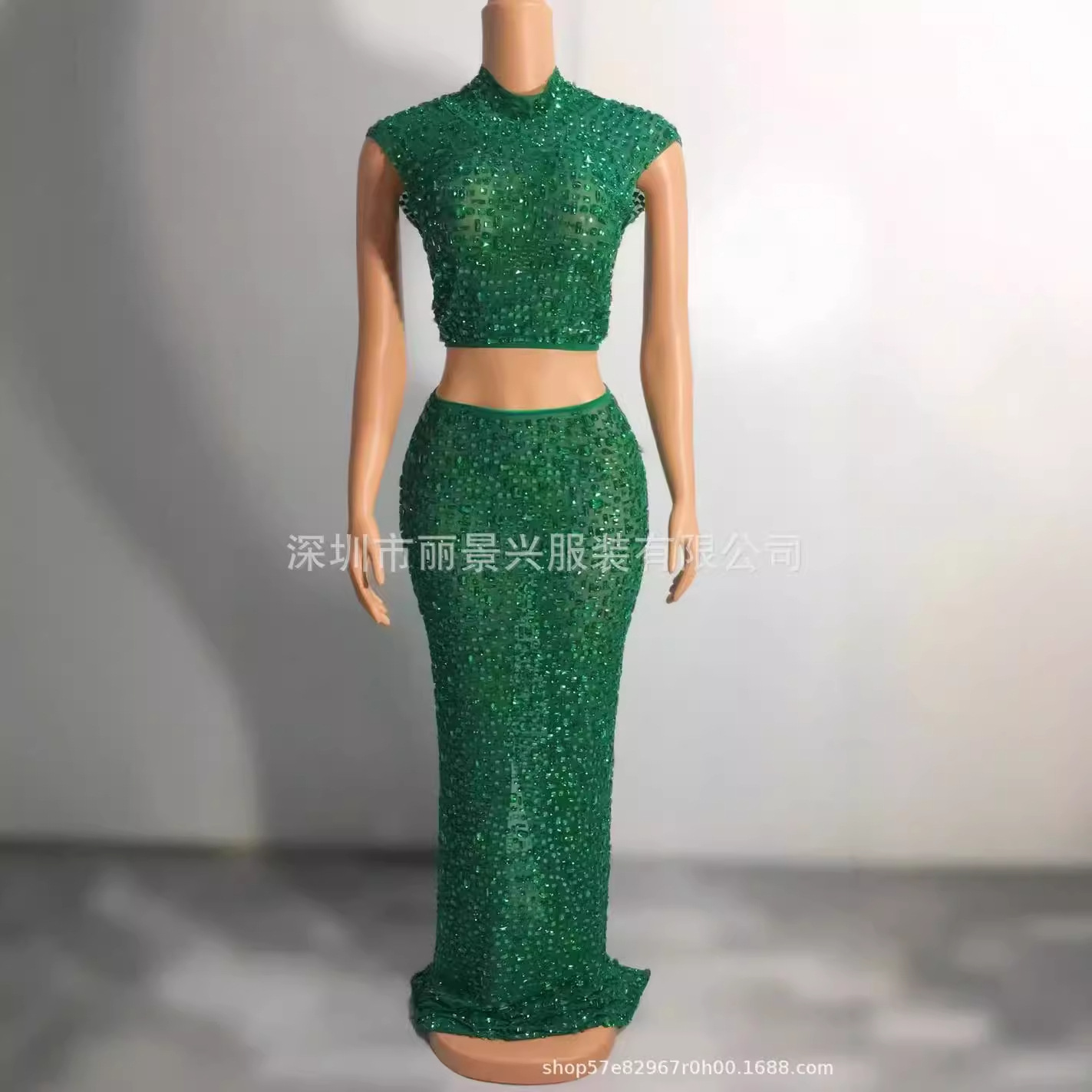 Ready Stock Costumes Bride Diamond Long Prom Bride Dress Mother Long Dress Party Dress Multi Diamond