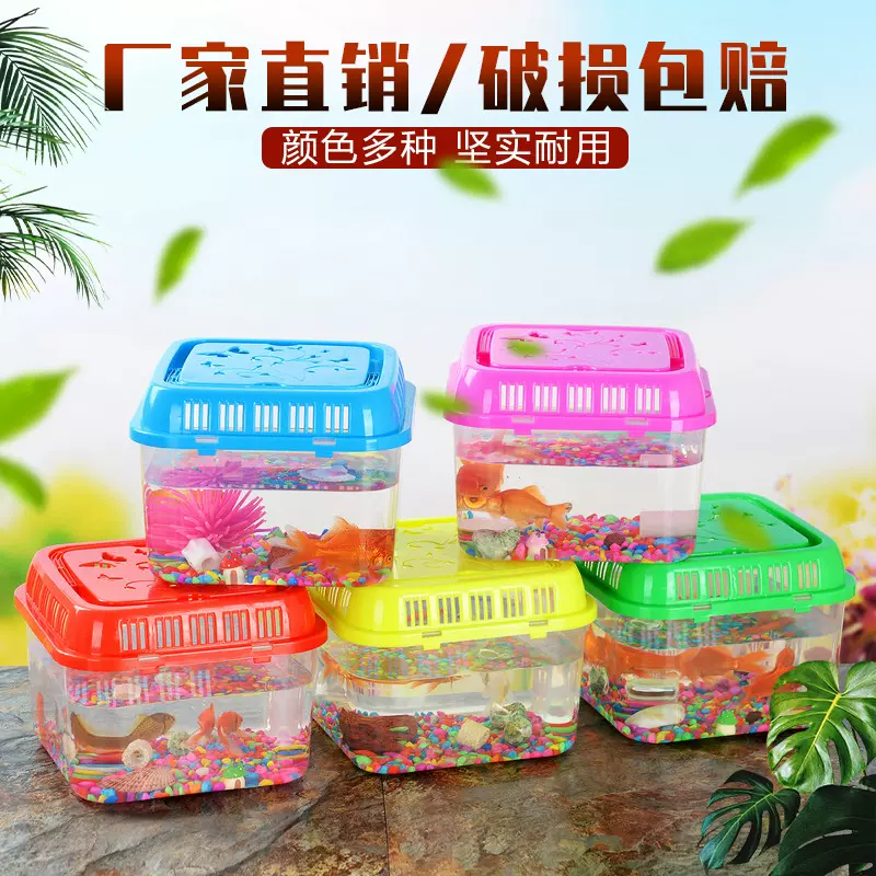 厂家直供塑料手提鱼缸pp材质宠物鱼盒运输封闭式鱼缸乌龟缸批发