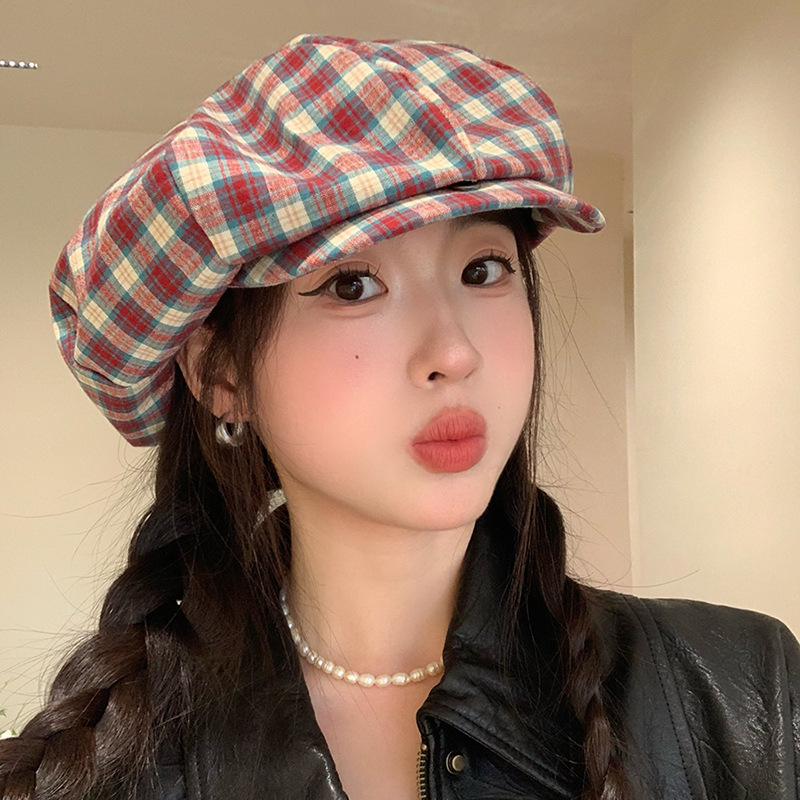 Retro retrogrado boina japonesa mujer cabeza grande estilo coreano anti-sombrero de ocho ángulos para mostrar la cara de un pequeño pintor de la moda de sombrero