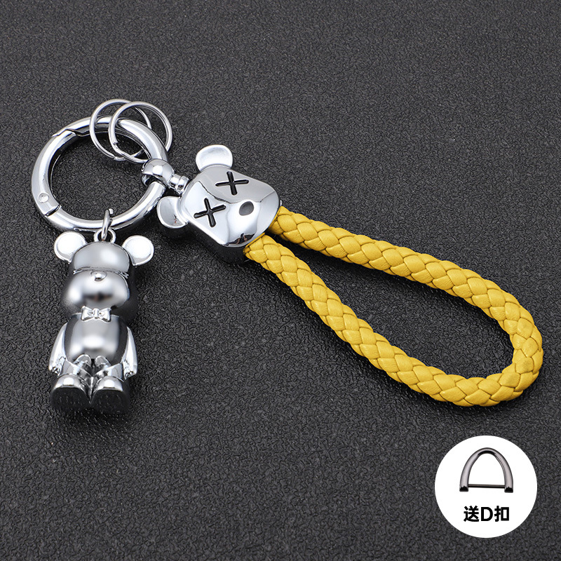 Oso violento transfronterizo llavero de coche oso de metal muñeca de alta gama llavero cuerda anti-pérdida, duradero, resistente a los arañazos