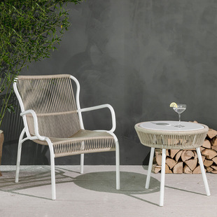 Outdoor Rattan Chair Three-Piece Set Balcony Leisure Table and Chair Garden Rattan Sofa Lounge Chair Sea View Room Waterproof Sun Protection Furniture