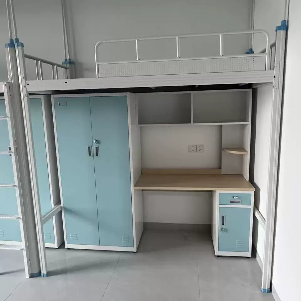 加厚稳固学校上床下桌公寓床员工宿舍带书桌衣柜床上下铺高低铁床