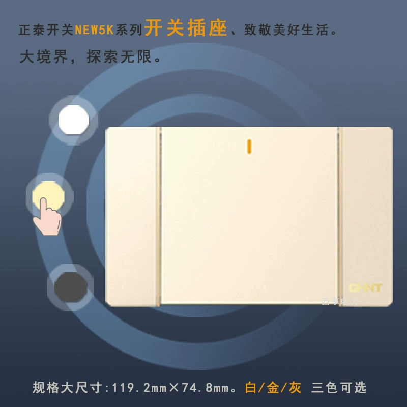 Chint NEW5K wall switch socket five-hole 16A118 type concealed panel large plate golden phosphor bronze material