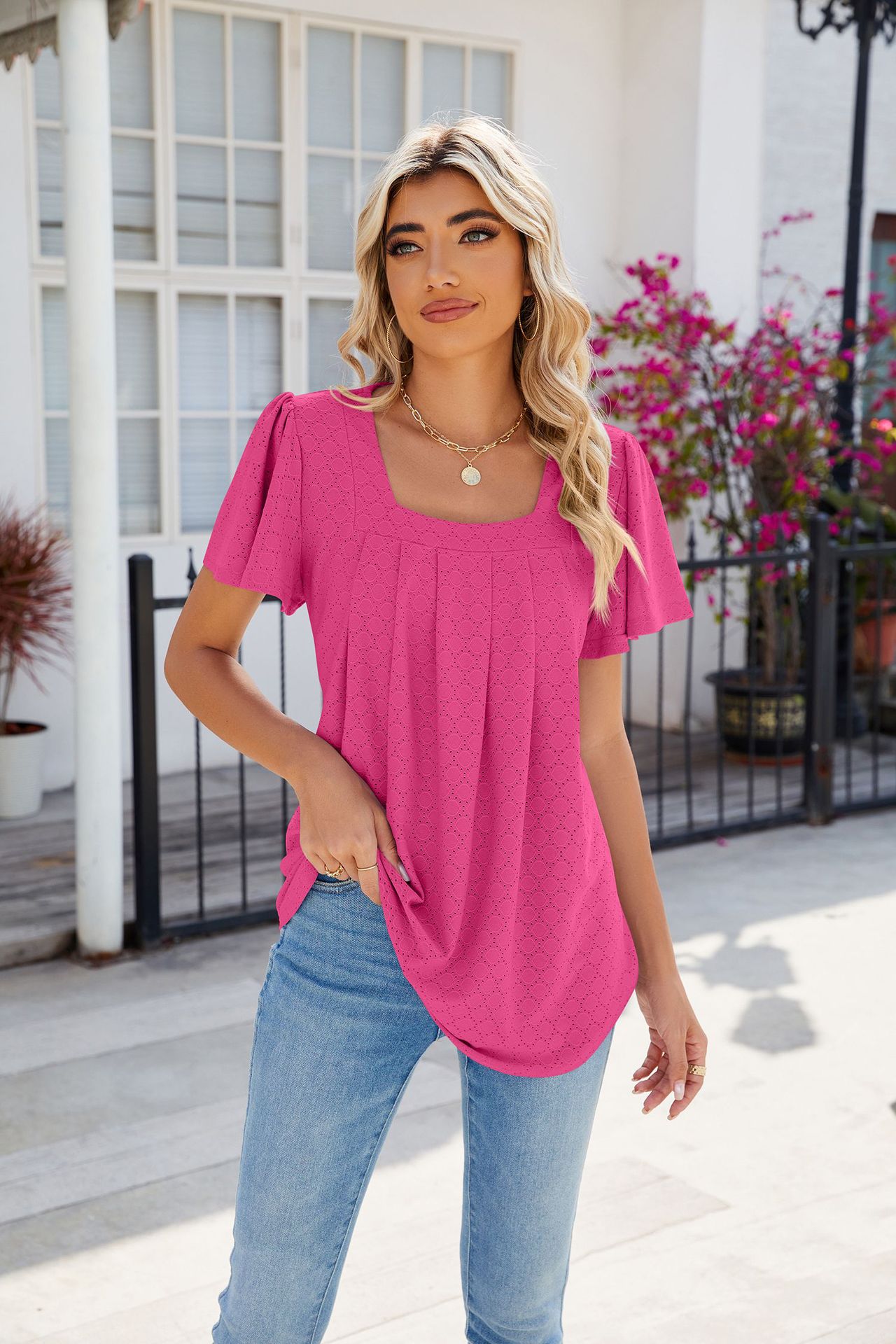 Women's T-shirt Short Sleeve T-Shirts Casual Solid Color display picture 59