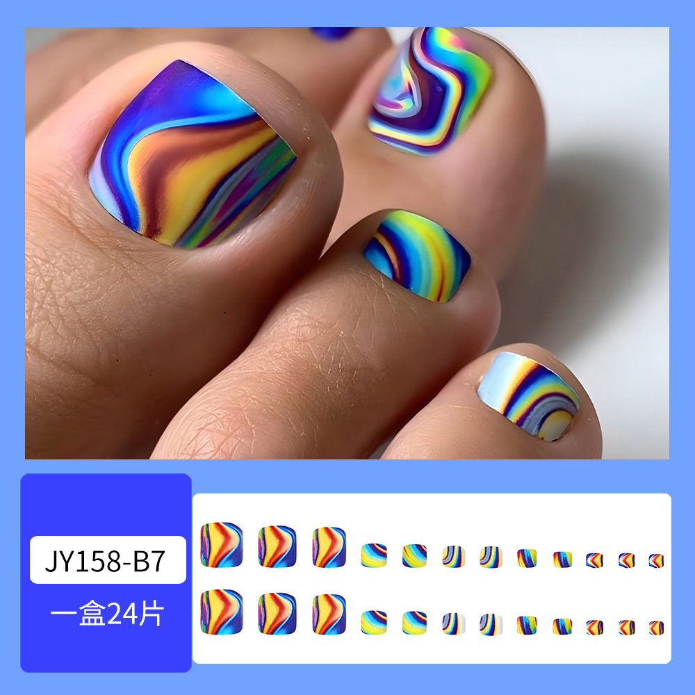 24 piezas en caja, gradiente de arcoíris, parche de uñas de chicas calientes, producto terminado, venta caliente transfronteriza, uñas portátiles image 7