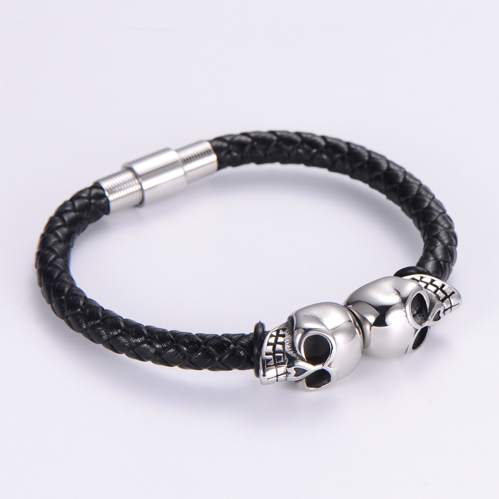 Housewarming, Anniversary, Travel, Birthday, Festival Occasion Fashion 304 Stainless Steel No Inlaid 18K Gold Plated Vacuum Plating Men'S Men Cord & Leather Bracelets