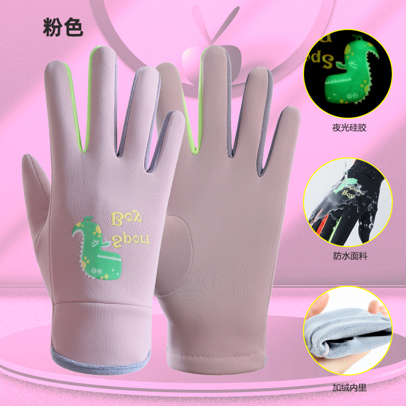 Guantes DE LOS NIÑOS dibujos animados luminoso deportes al aire libre caliente y niñas invierno nieve a prueba viento impermeable