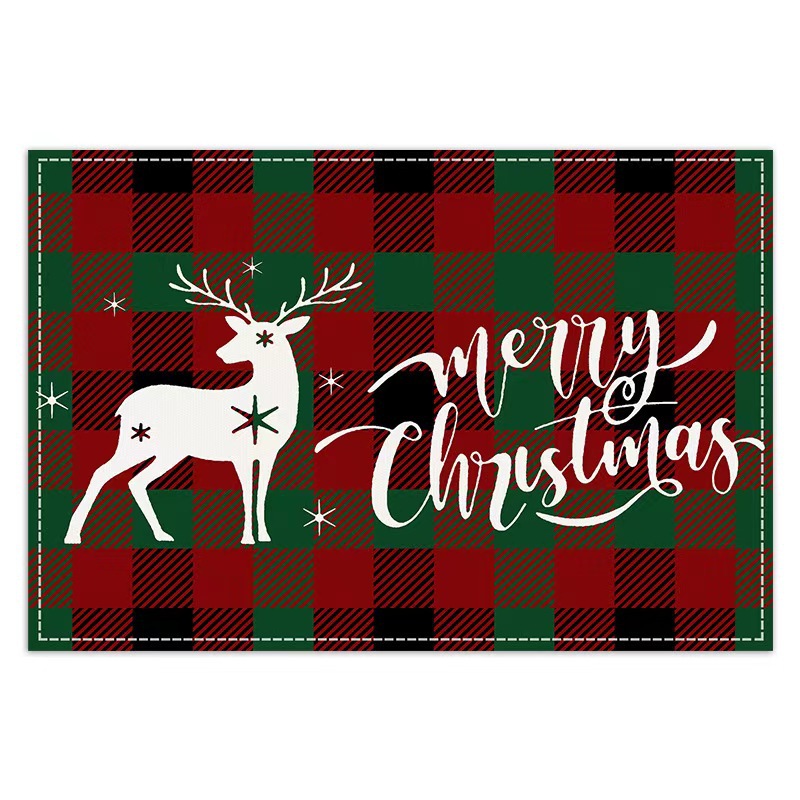 Transfronterizo temu explosión de Navidad invierno árbol de Navidad muñeco de nieve lino estampado conjunto de lino estampado