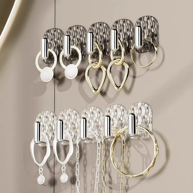 Mini Traceless Hook for Bathroom Mirror Cabinet Door, Jewelry Adhesive Wall Hook, No-Drill Storage, Heavy-Duty