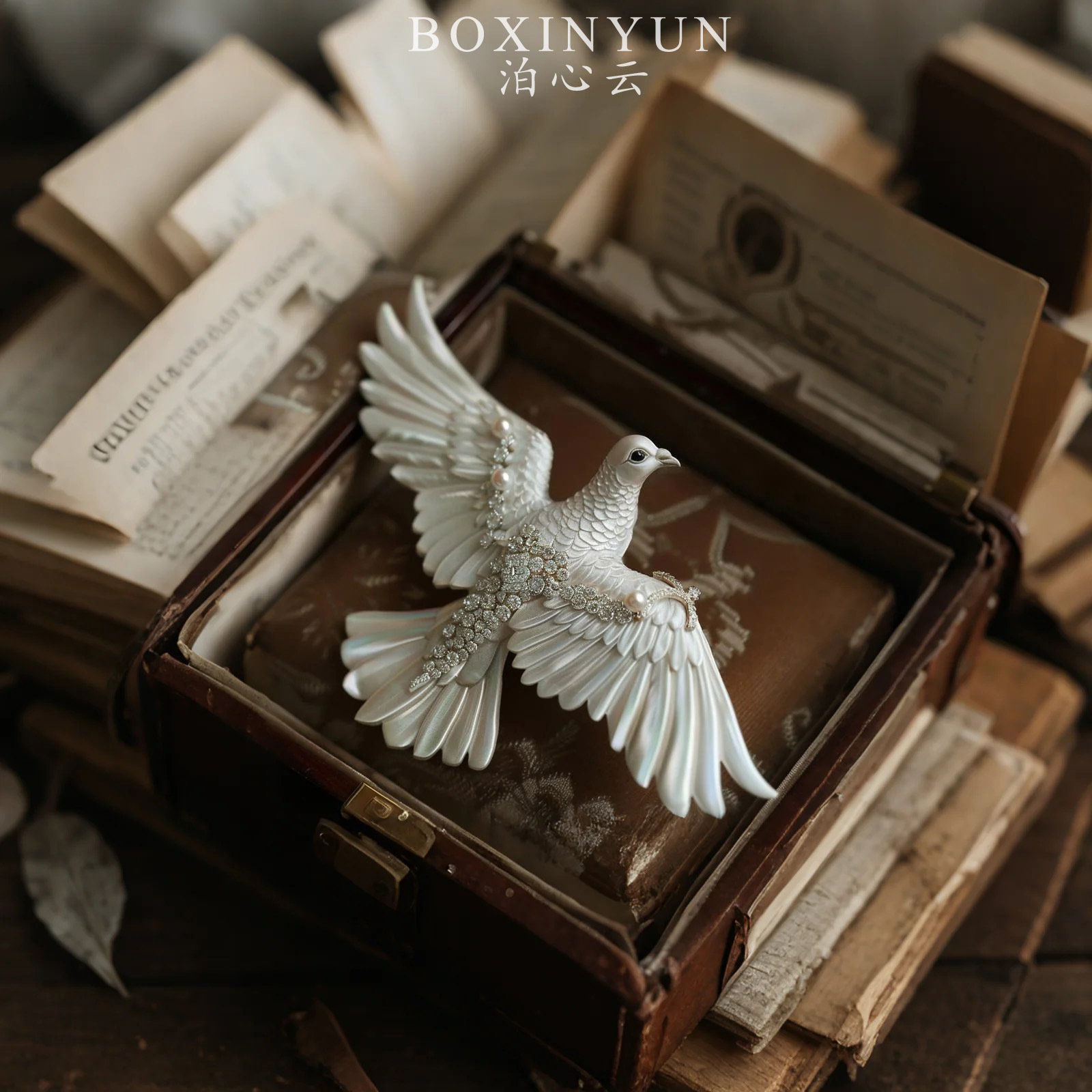 Buxinyun Customized Original Design Natural Freshwater Pearl White Dove Brooch World Peace Exquisite Gift Accessory