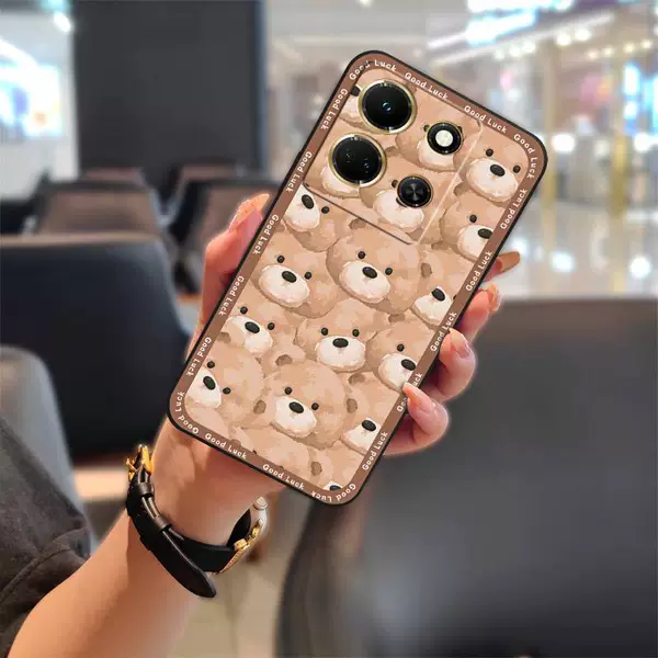 Чёрный корпус, сплошной узор с мишками