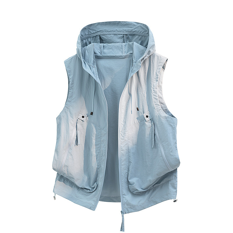 2026 Summer Lightweight Trendy Brand Men's Hooded Vest Jacket for Camping, Hiking, Outdoor Couple's Vest with Hood