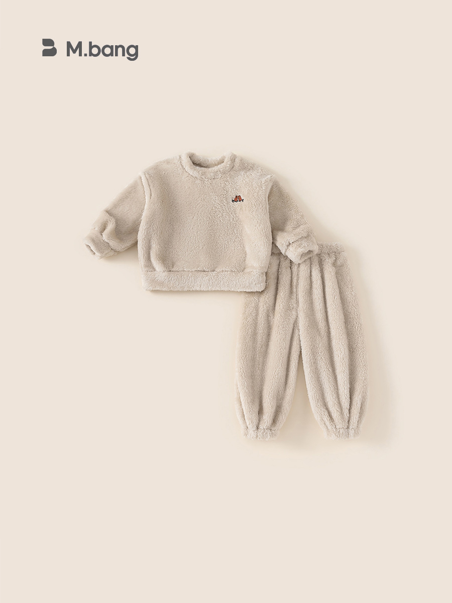 Youbao ropa para niños pijamas para niños invierno nuevo traje de servicio a domicilio para bebés simple más terciopelo engrosado traje de dos piezas de otoño e invierno