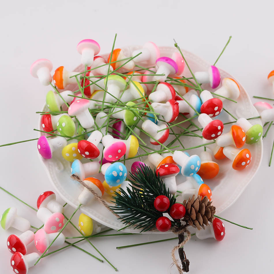 Colorful Artificial Foam Mushroom Fruit Plug-In DIY Handmade Christmas Decoration Micro Landscape Ornaments Small Materials