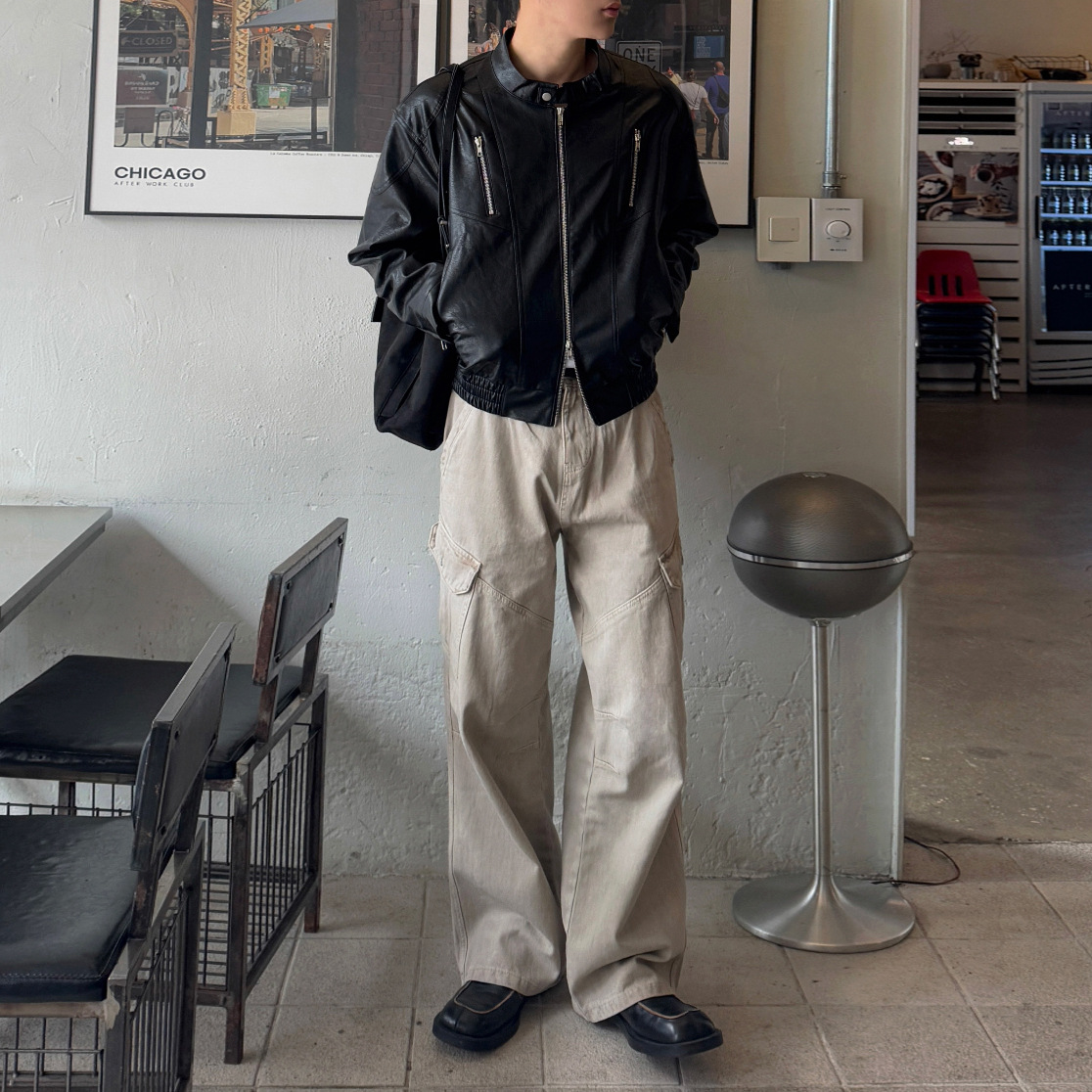 Retro Distressed Workwear Jeans Loose Straight Leg Wide Leg Pants Korean Style Commuter Outfit Men's Spring Autumn_mkmklike.com
