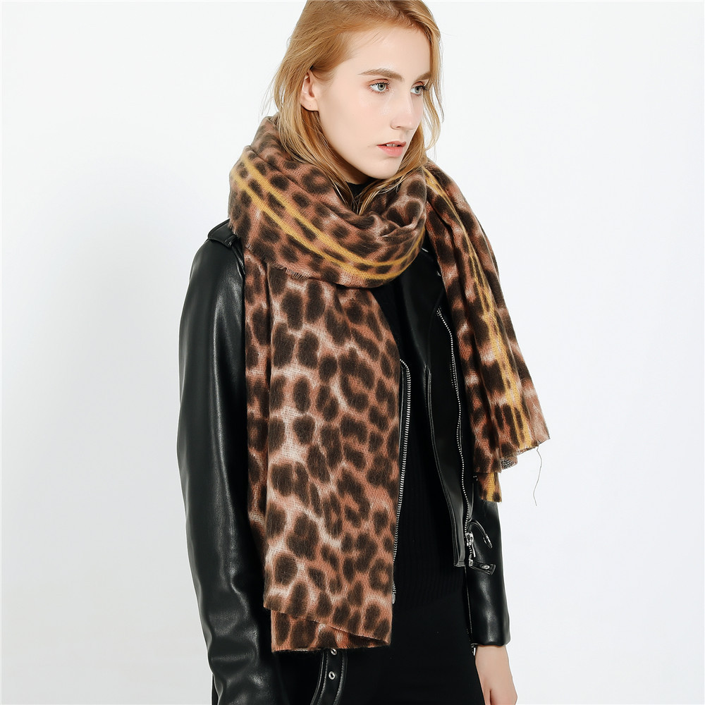 Leopard Print Scarf Black Brown