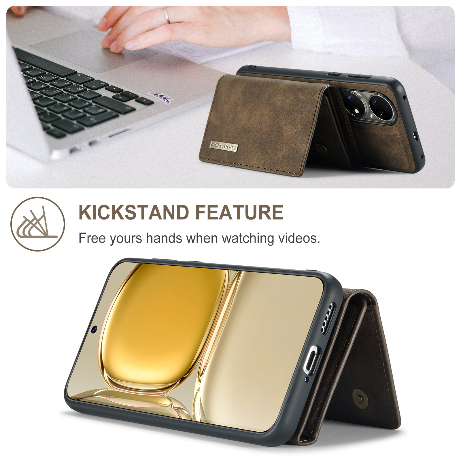 Custodia protettiva in pelle con portafoglio magnetico a ventosa serie M1 per Huawei P50 P50 Pro 2 in 1 custodia per telefono con portafoglio diviso_voghion.com