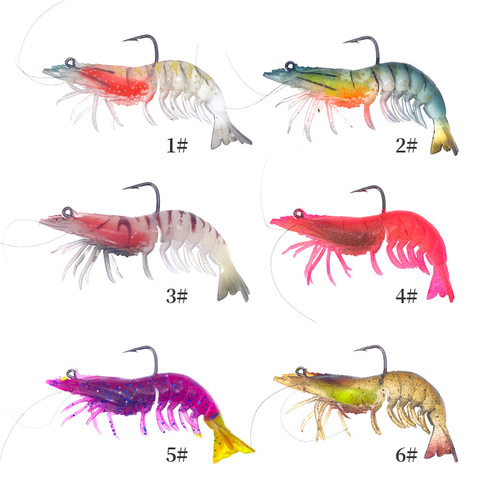  New Multi-section Shrimp TPE Material Lead Head with Hook Simulation Soft Shrimp Package Lead Shrimp Bait Fishing Lure Bait Wholesale