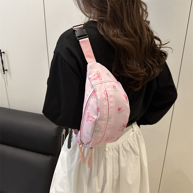 新款时尚女包清新少女简约通勤碎花单肩包印花朵蝴蝶结腋下包|undefined