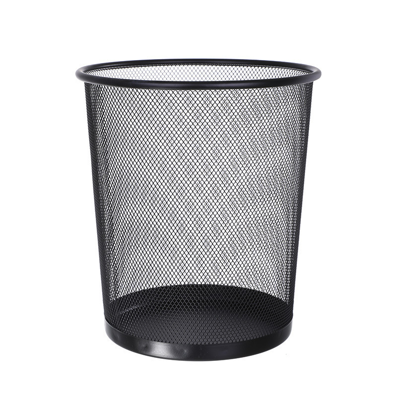Large Black Iron Trash Can for Home Use in Living Room, Kitchen, Bathroom, Toilet; High-End Metal Trash Bin