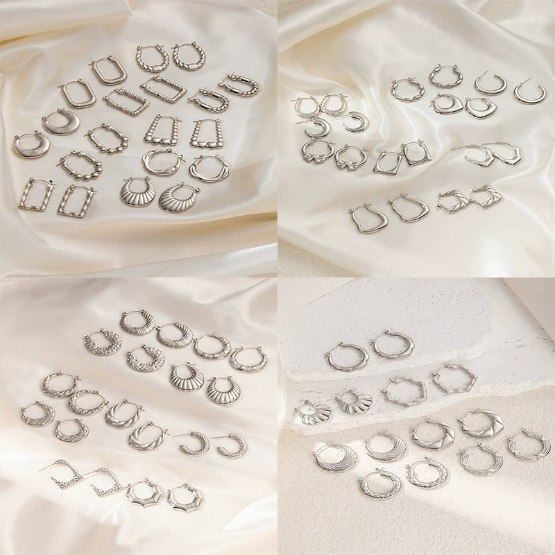 Новая легкая роскошь нишевые титановые стали серебряные кольца серьги панк стиль ретро тренд из нержавеющей стали серьги женского производителя оптом