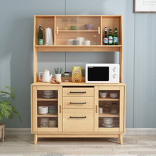 北欧实木餐边柜现代简约多功能一体靠墙高柜客厅酒柜储物柜茶水柜