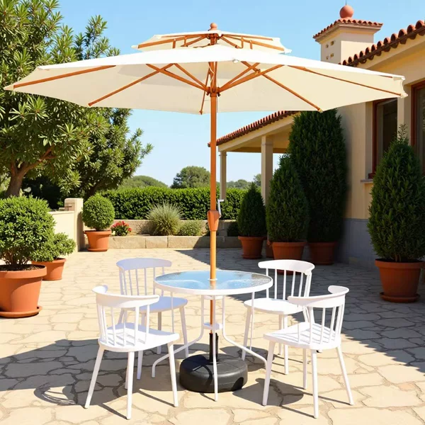 Modern Home-Use Garden Coffee Umbrella, Simple Villa Balcony Outdoor Patio Central Column Large Umbrella