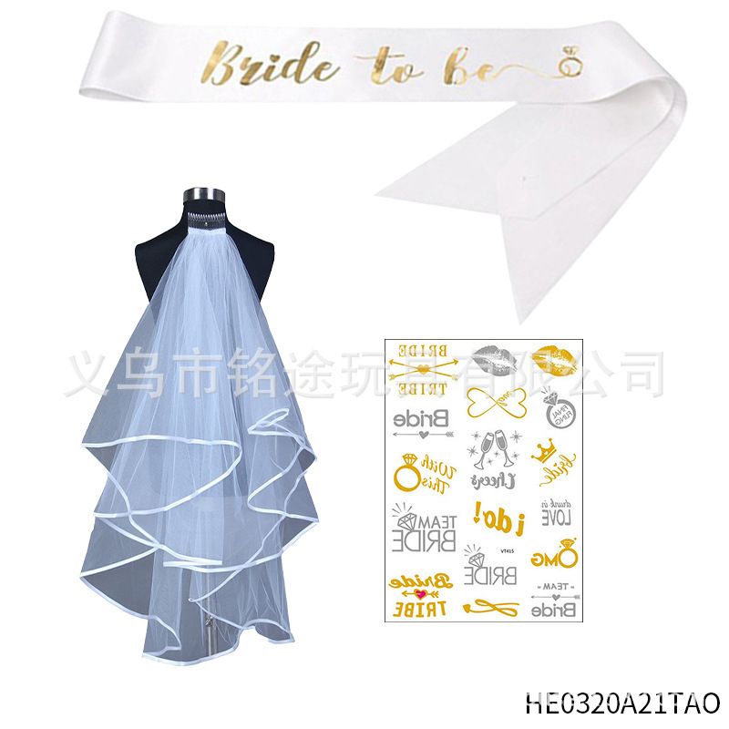 Bachelor Party novia de oro rosa para ser correa de hombro banda ceremonial nupcial de dos piezas corona diadema