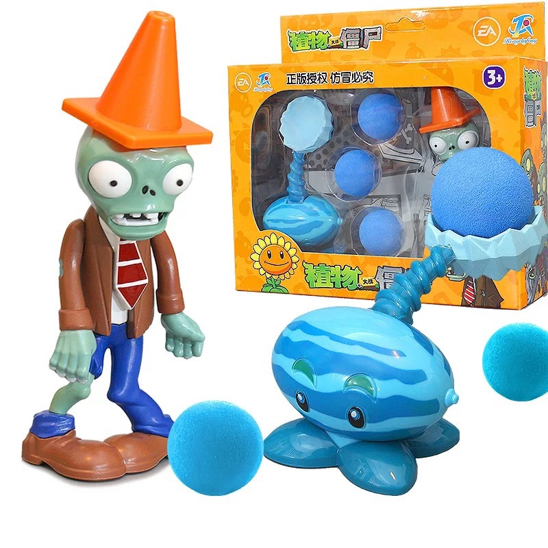 Juguetes de Plantas contra Zombis, juego completo de goma suave, lanzador de guisantes, juego para niños, regalo para niños, figuras
