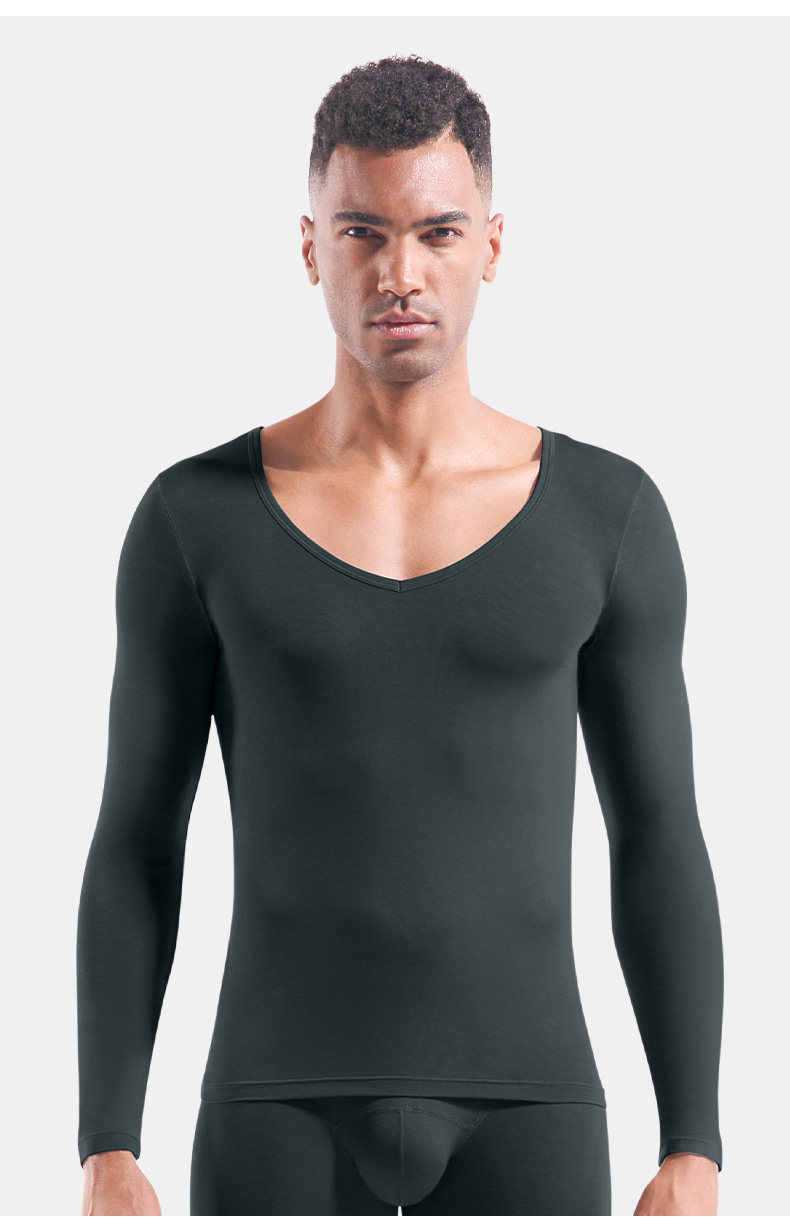 Herren Thermounterhemd V-ausschnitt Aus Baumwolle Unterhemd_voghion.com
