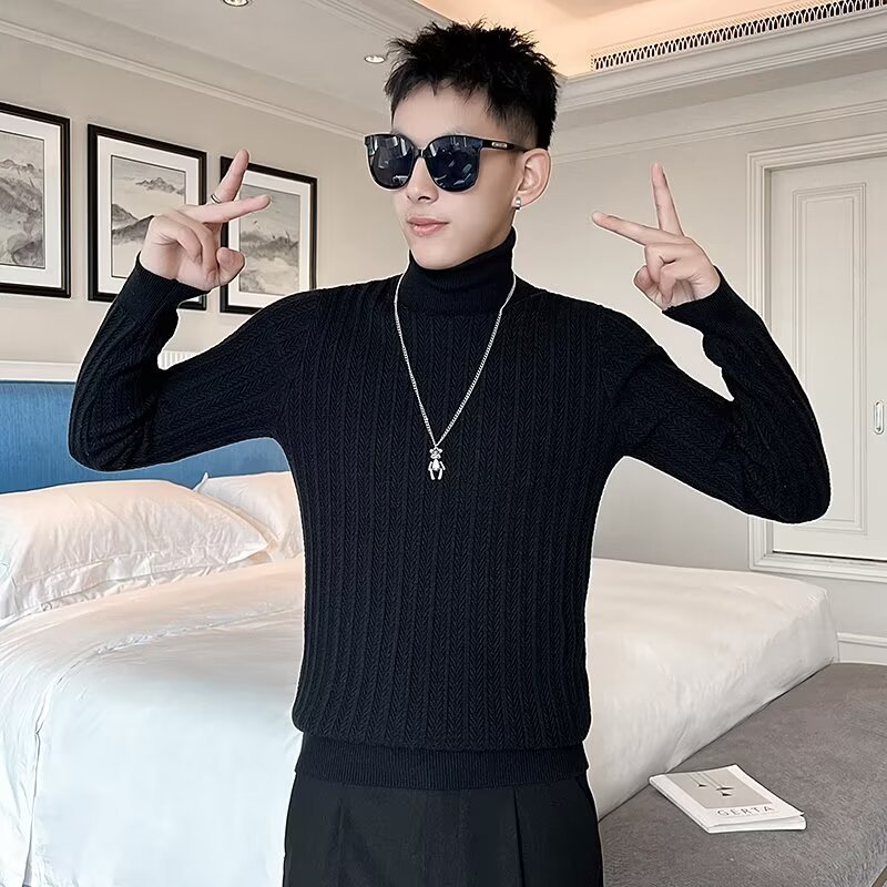 Demi-season solid color base Japanese trend knitted sweater for…