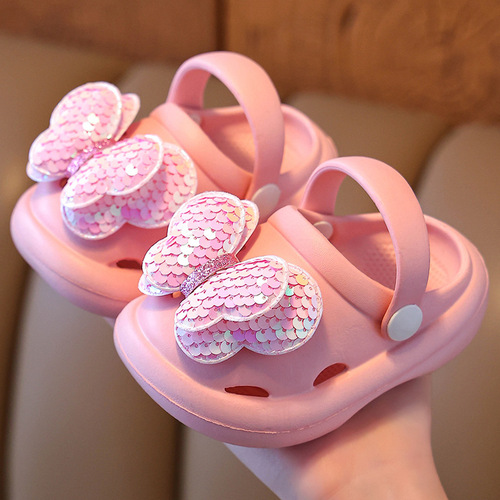 Kids' Slippers for Girls, 1-3 Years Old, Indoor Home Use, Soft Sole Non-Slip, Toddler Bath Shoes with Perforations, Breathable