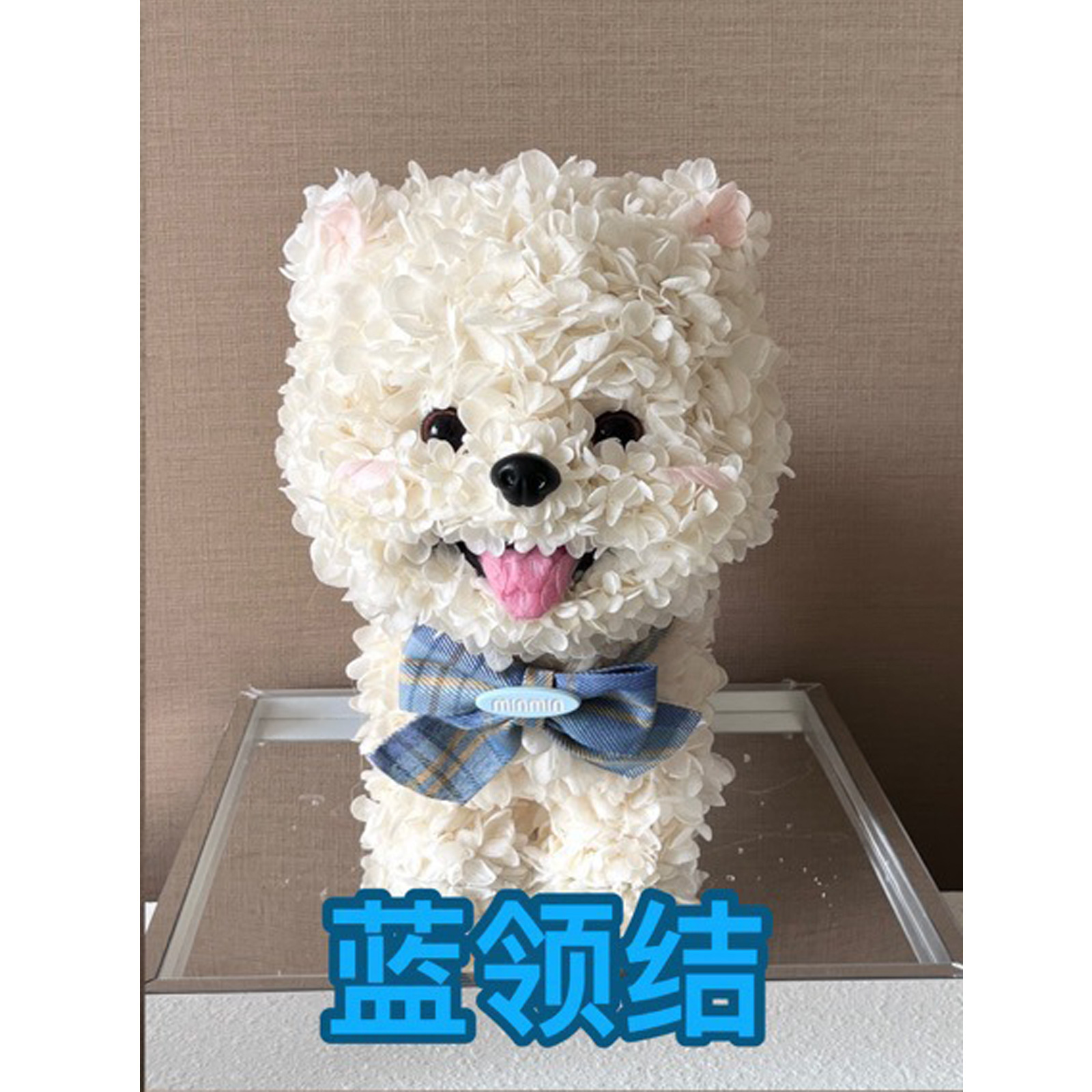 Flor eterna Hortensia Perro Maltsian Regalo de flores reales Confesión de bodas Regalo de cumpleaños de San Valentín Flor eterna Cachorro