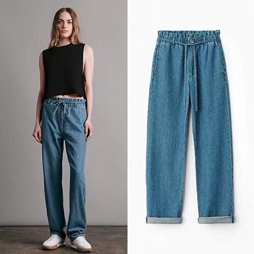 Early Autumn 2023 European and American Rag/Bone Same Style Ice Skin Soft Strap Paper-Wrapped Waist Casual Straight Jeans for Women Early Autumn 2023 European and American Rag/Bone Same Style Ice Skin Soft Strap Paper-Wrapped Waist Casual Straight Jeans for Women