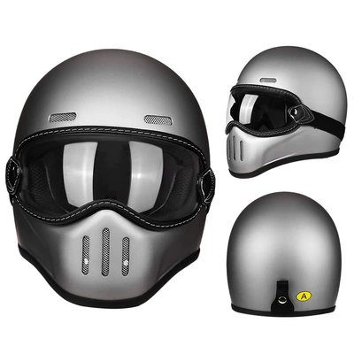 Full-Face Helmet for Men and | Motorcycle Safety Supplies - fiberglass-rock-gray-transparent-lens-m56-57-head-circumference
