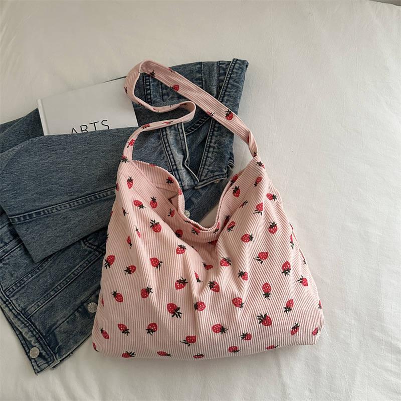 Mochila de moda impresión de fresa de velcro de gran capacidad de transporte de viaje de viaje de errores lindos mochila