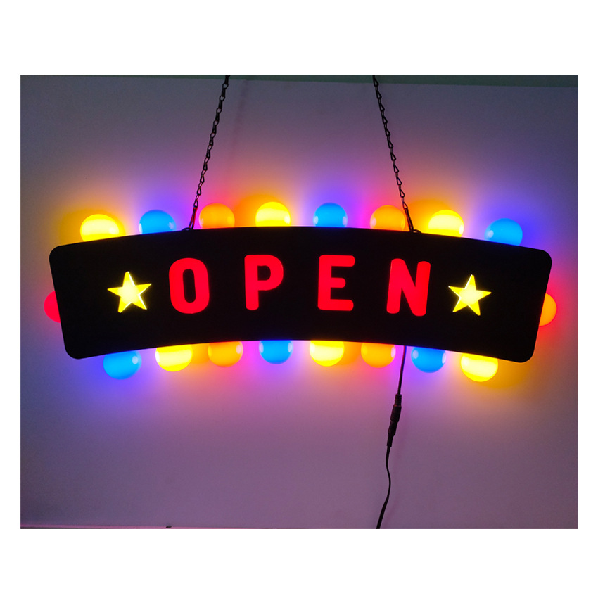 LED软树脂复古霓虹灯招牌字母发光管营业广告牌70X25cm open牌