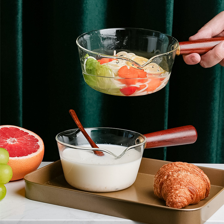 High borosilicate glass milk pot heat-resistant transparent side-to-side noodle cooking pot salad pot high color value electric ceramic stove heating milk pot