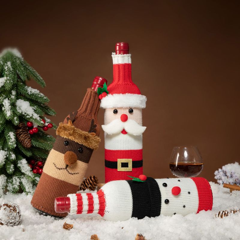 鑫特安漫画ニットクリスマス赤ワイン瓶カバー老人雪だるまヘラジカクリスマス製品クリスマス用品卸売り|undefined