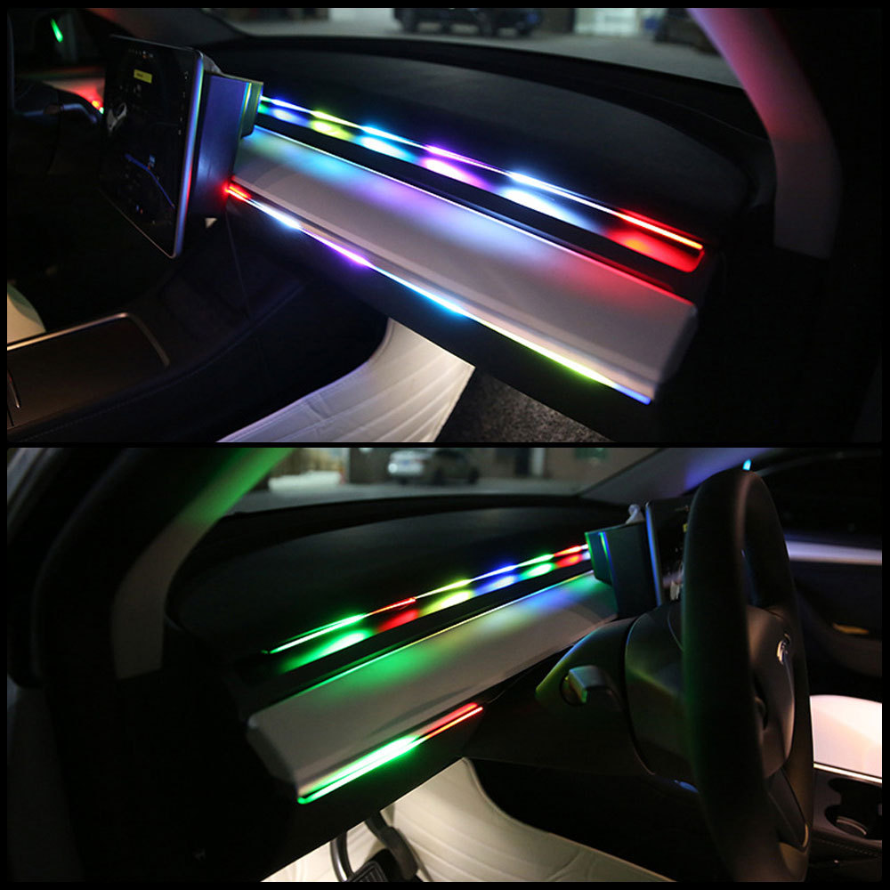 3-Control Acrylic Car Led Interior Atmosphere Light Hidden Decorative Light App Colorful Flowing Water Modified Light Strip