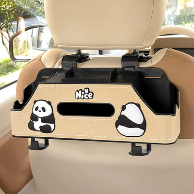 Car storage bag/box – Holder, Storage Box - chubby-panda-beige-chair-back-multifunctional-storage-box-upgraded-integrated-phone-holder