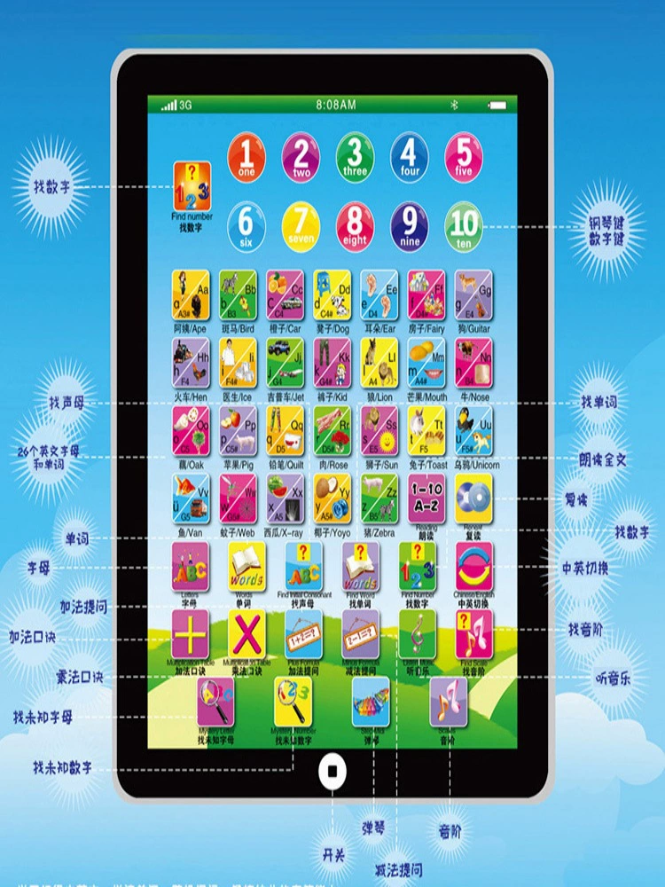 Универсальный мобильный телефон, планшетный сенсорный телефон, обучающее устройство, читающее устройство, умная игрушка, английский, раннее образование