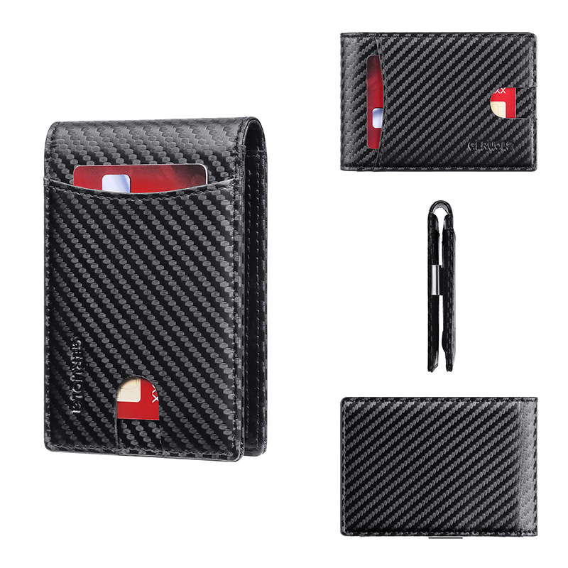 Amazon EE.UU. Clip de dólar de fibra de carbono multi-tarjeta de tarjeta cubierta de tarjeta para hombres cartera cubierta de tarjeta cepillo antirrobo