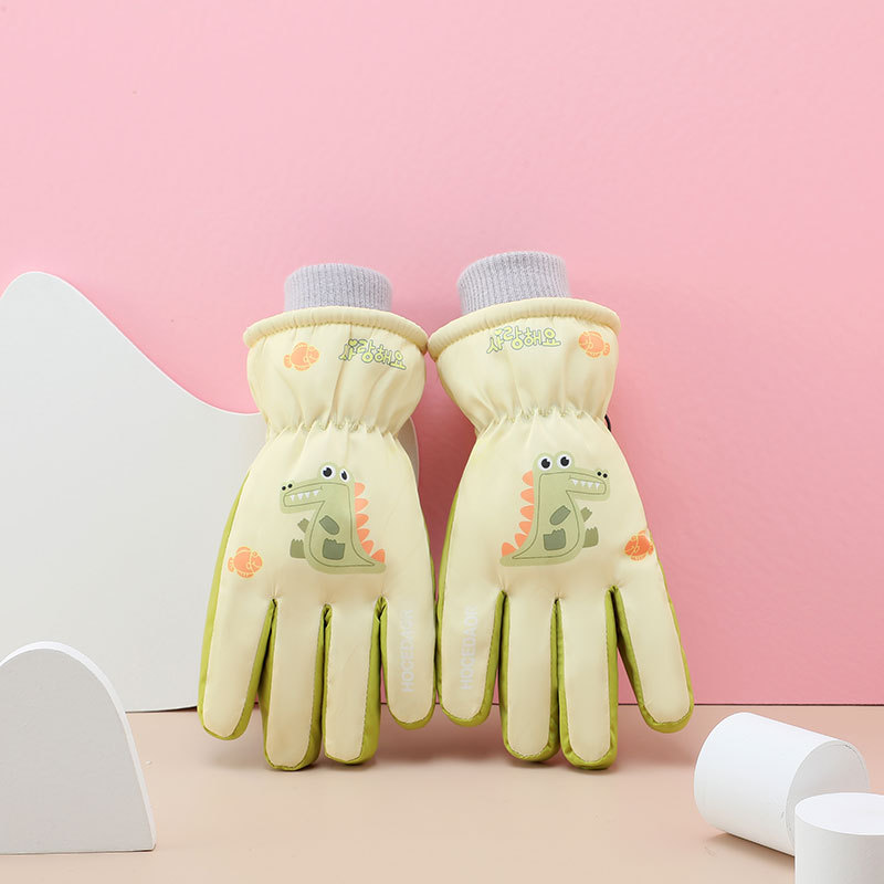 Guantes calientes para niños guantes de esquí de invierno de terciopelo grueso guantes de bicicleta impermeables y fríos guantes para niños y niñas