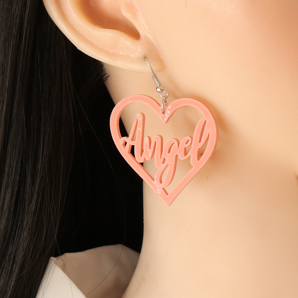 Korean Retro Geometric Love Letter Earrings display picture 2