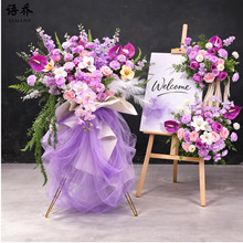 紫色系迎宾花仿真花百合蝴蝶兰玫瑰满天星仿真花户外婚礼酒店装饰
