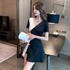 Fake two-piece hip wrapped skirt， deep V-neck， low cut， backless dress， nightclub women's clothing