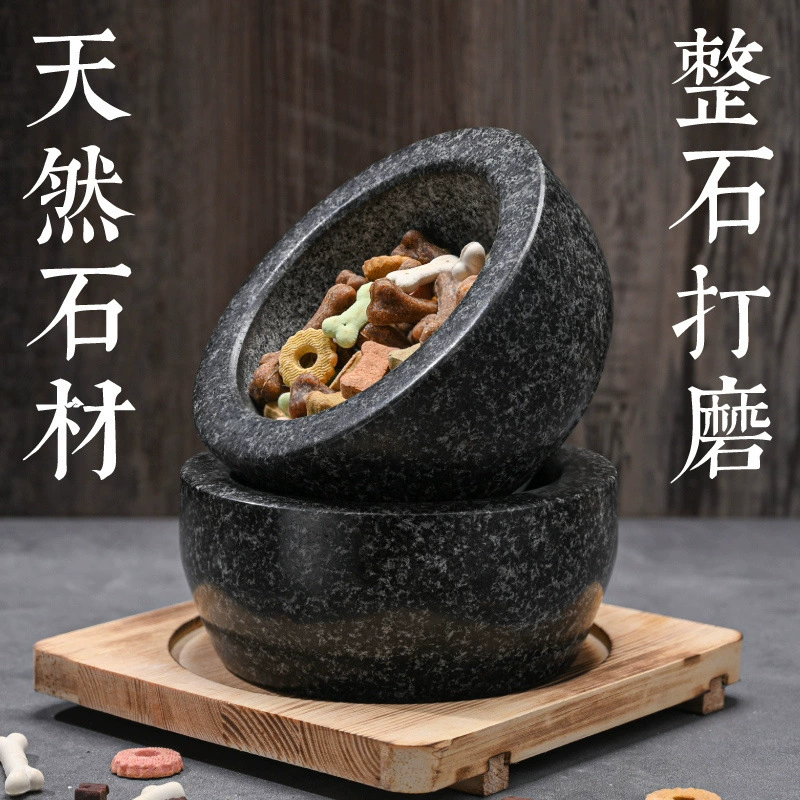 Каменная миска для собак, большая миска для собак/кошек, двойная миска для еды и воды, противопрокидывания, аксессуар для домашних животных